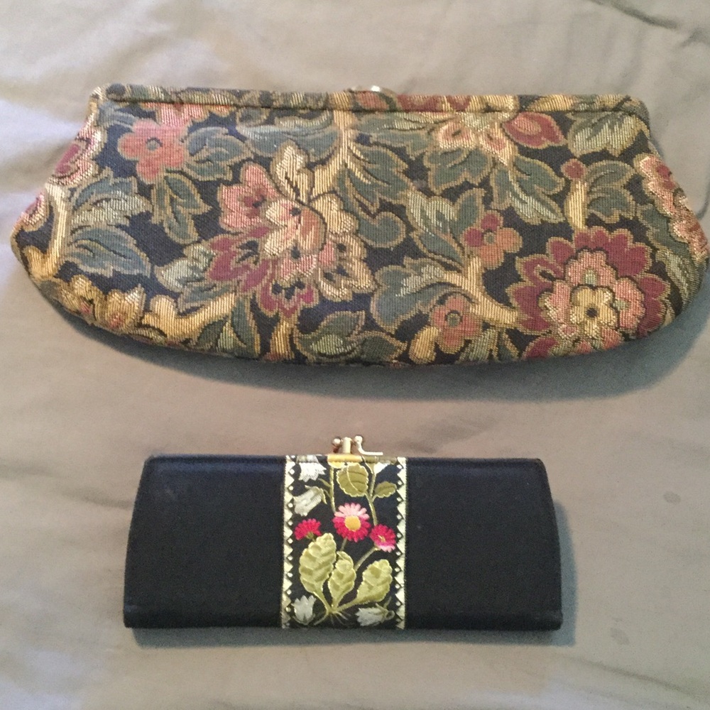 Vintage tapestry clutch purse and wallet